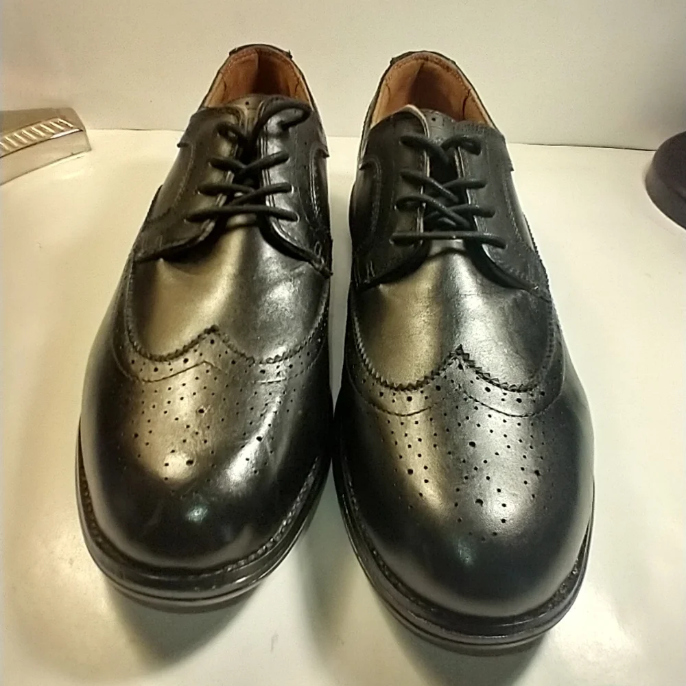 Kuru Warhol Black Leather Lace Up Wingtip Oxford Shoes Men's sz 13.